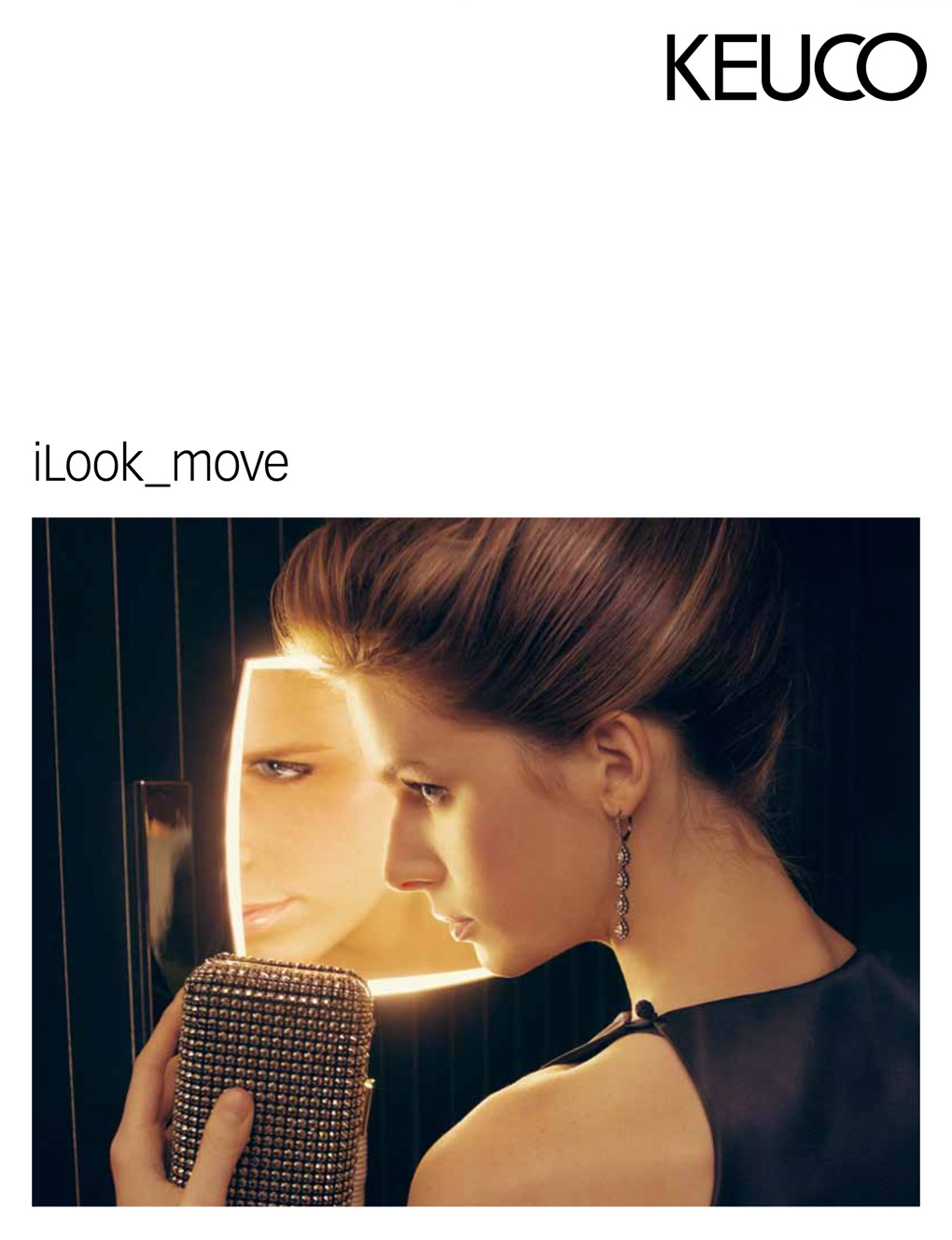 Espejo de vanidad Keuco iLook_move, iluminado, interruptor basculante,  cromado, 1 color de luz, 200x200 mm, 17613