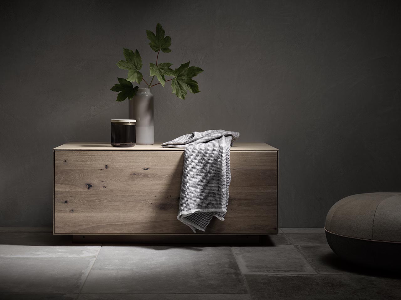 Editon Lignatur Sideboard mit Sockel in Eiche Wild Weiß
