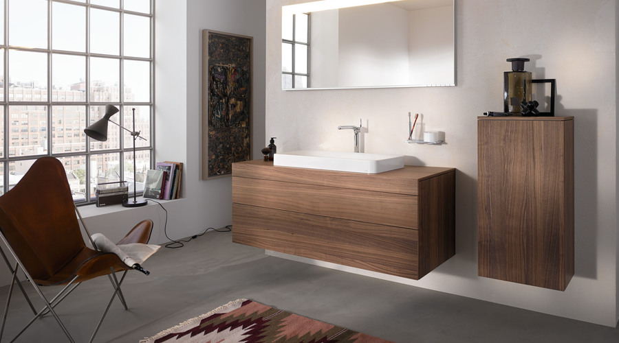 KEUCO Edition 400 Waschtischunterbau mit Waschtisch, LED Spiegelschrank und Mittelschrank