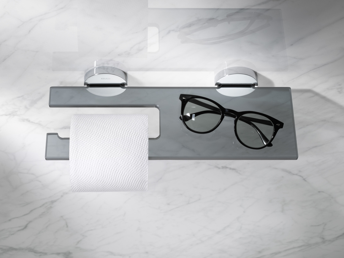 KEUCO EDITION 90 Toilet paper holder with shelf